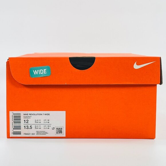 Nike Revolution 7 WIDE \'Black White\' FB8501-002 size 12